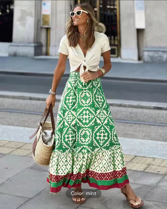 Floral Tiered Maxi Skirt