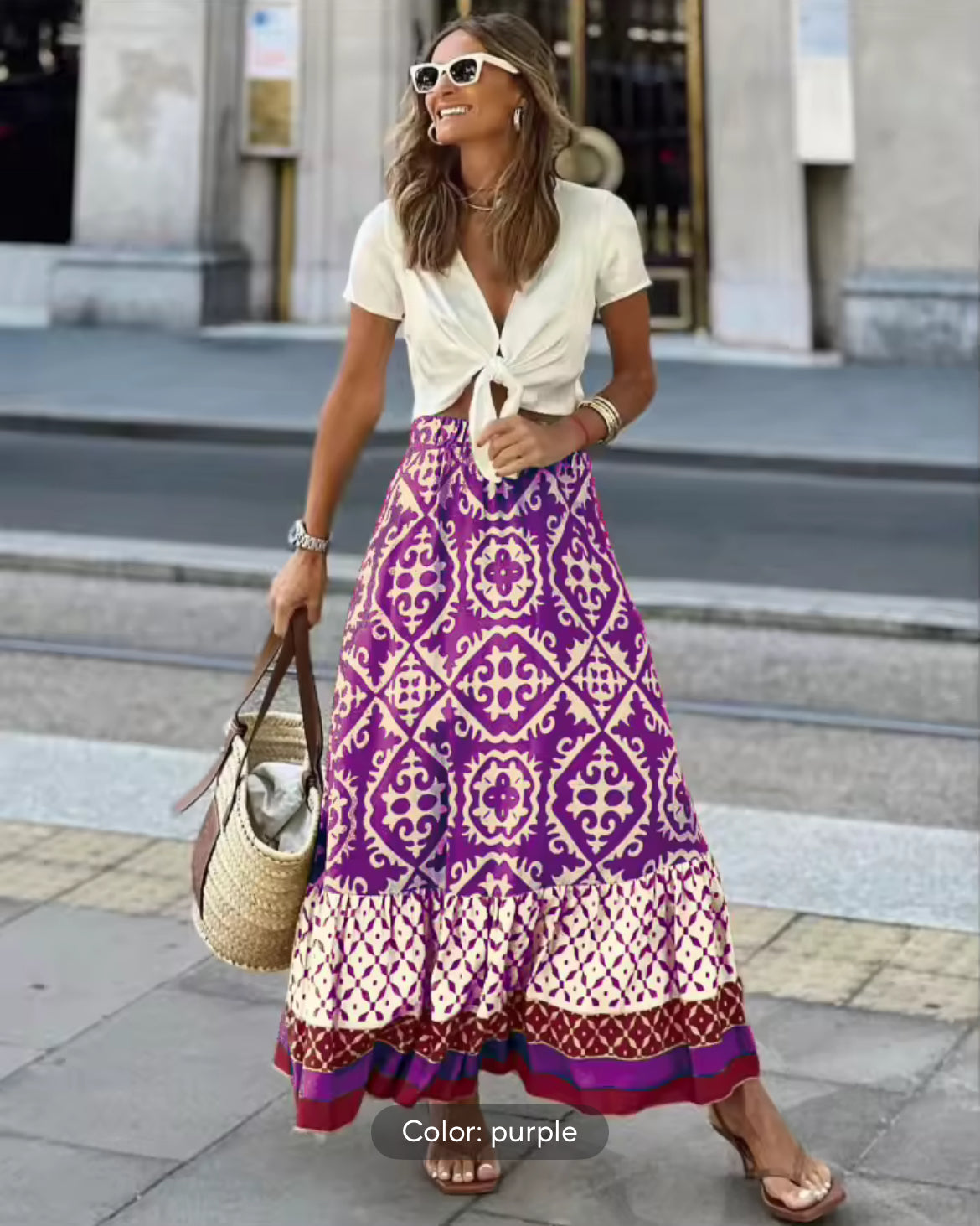 Floral Tiered Maxi Skirt